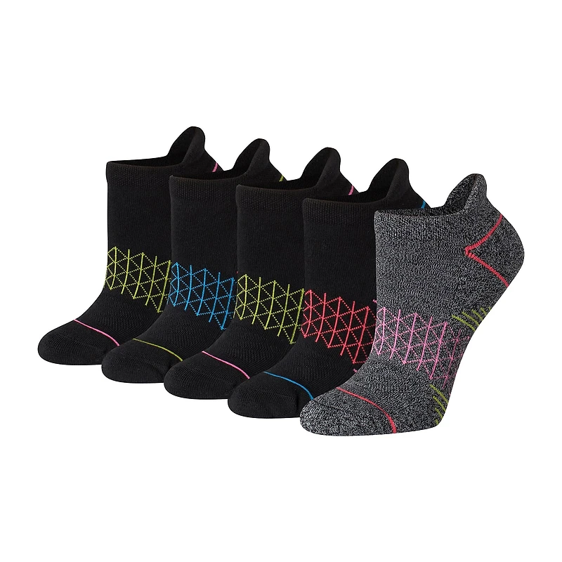 Hanes Absolute Active Heel Tab Womens 5 Pair No Show Socks