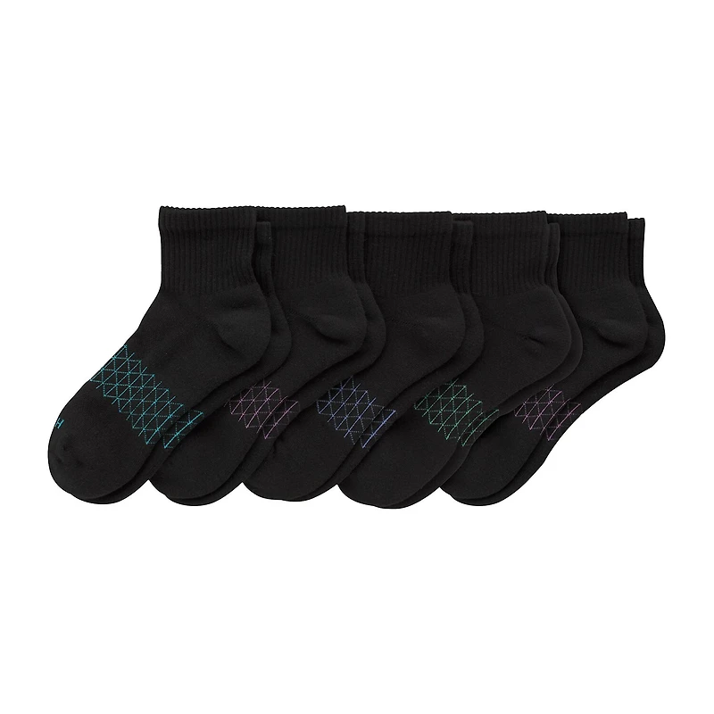 Hanes Absolute Active Heel Tab Womens Breathable 5 Pair Quarter Ankle Socks