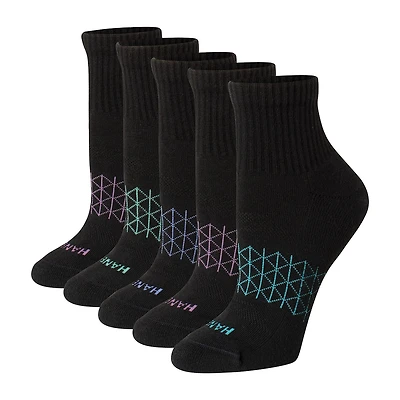 Hanes Absolute Active Heel Tab Womens Breathable 5 Pair Quarter Ankle Socks