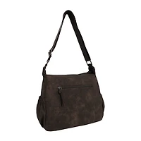 Bueno of California Distress Pebble Washed Double Zip Crossbody Bag