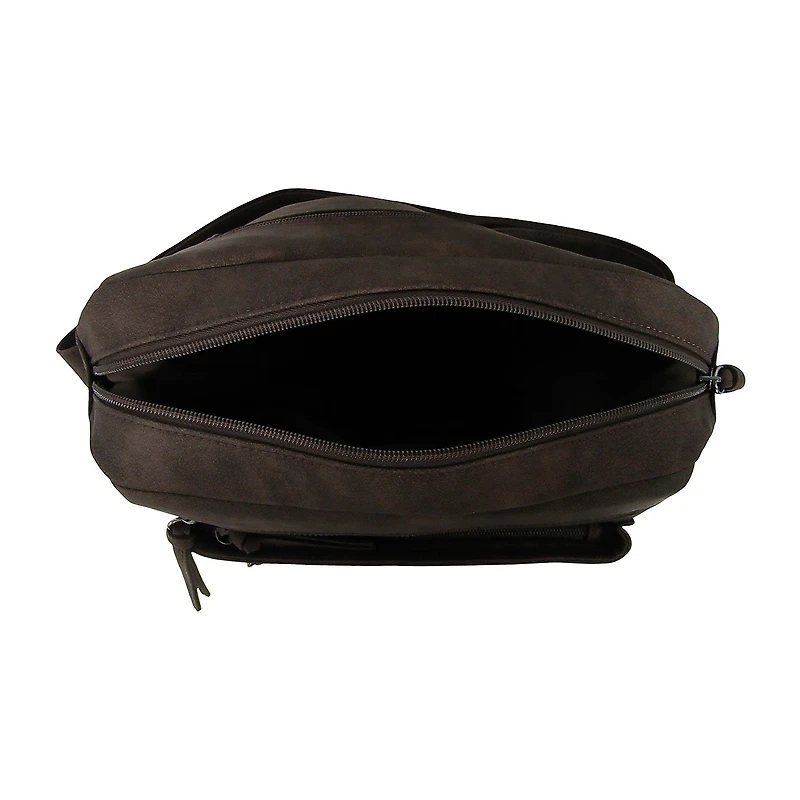Bueno of California Distress Pebble Washed Double Zip Crossbody Bag