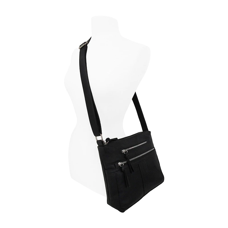 Bueno of California Grainy Washed Double Zip Crossbody Bag