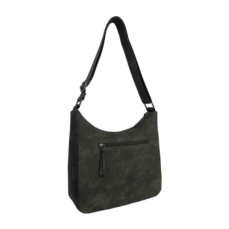 Bueno of California Distress Pebble Washed Double Zip Crossbody Bag