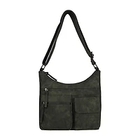 Bueno of California Distress Pebble Washed Double Zip Crossbody Bag