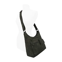 Bueno of California Distress Pebble Washed Double Zip Crossbody Bag