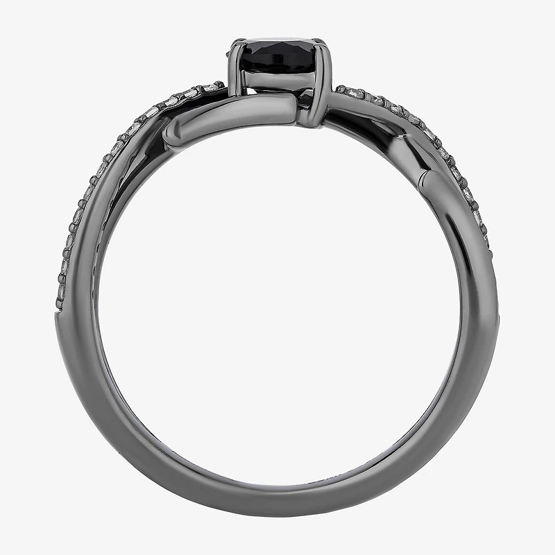 Enchanted Disney Fine Jewelry Maleficent (I,I2) Womens 1/8 CT. T.W. Genuine Black Onyx Sterling Silver Oval Cocktail Ring