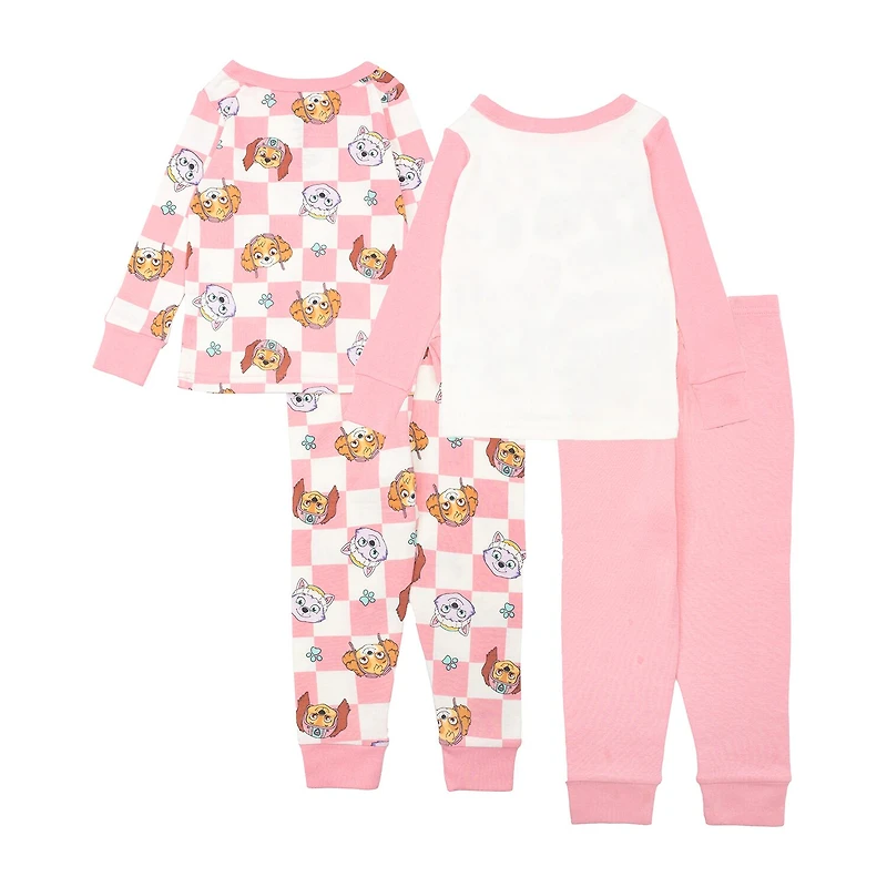 Toddler Girls Paw Patrol Crew Neck Long Sleeve 4-pc. Pajama Set