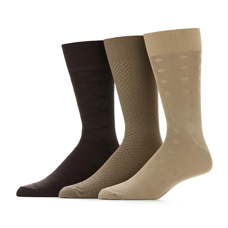 Stafford Microfiber Mens 3 Pair Big and Tall Crew Socks