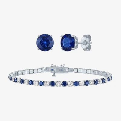 Womens Lab Created Blue Sapphire Sterling Silver 2-pc. Jewelry Set