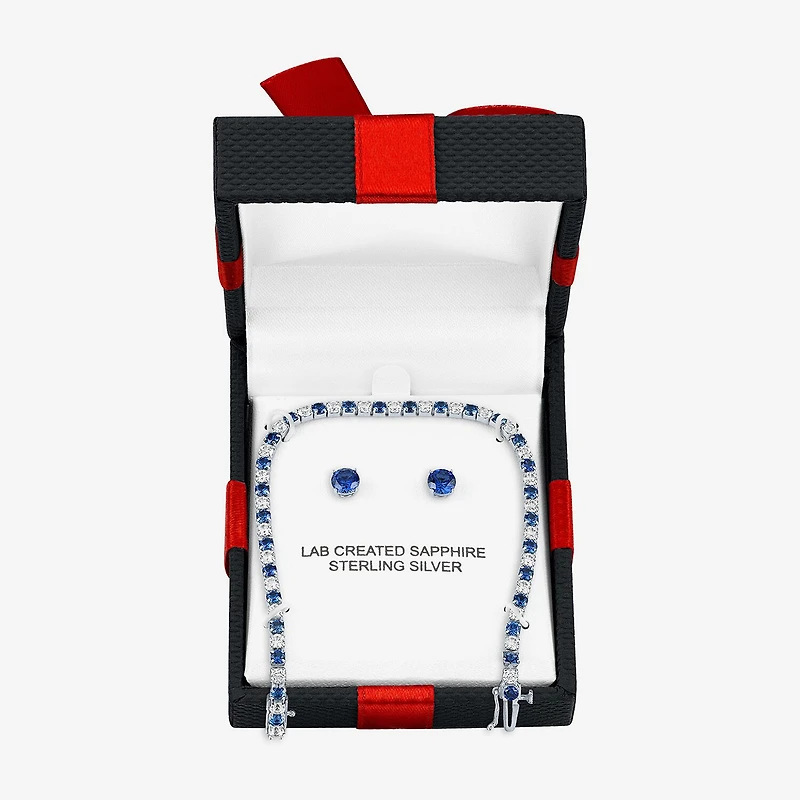Womens Lab Created Blue Sapphire Sterling Silver 2-pc. Jewelry Set