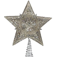 Kurt Adler 13.5" Platinum Star With Glitter Treetopper