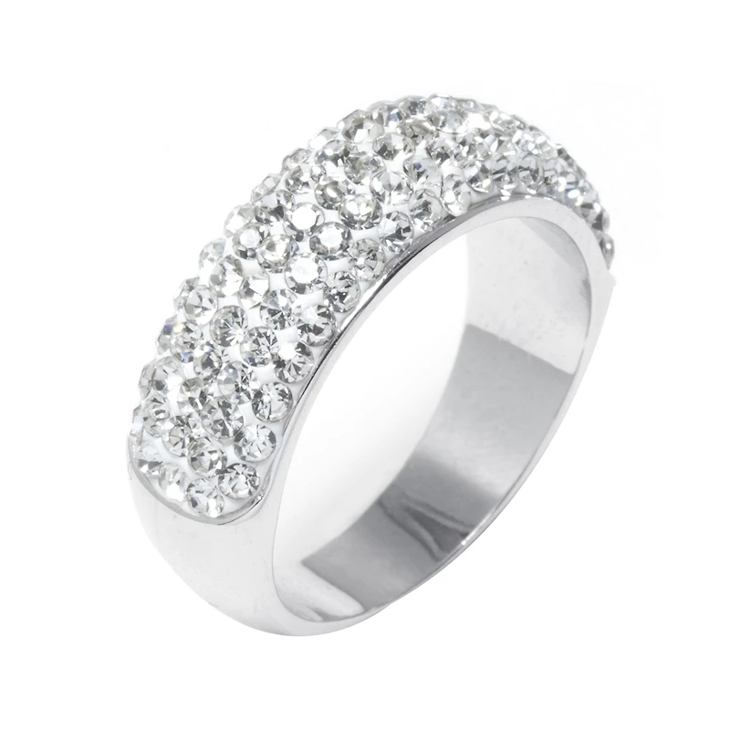 Sparkle Allure Womens 4MM White Crystal Pure Silver Over Brass Band