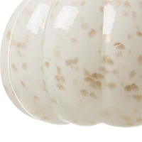 Glitzhome Golden/White Glass Pumpkin Thanksgiving Tabletop Decor