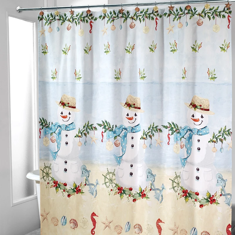Avanti Coastal Snowman Shower Curtain