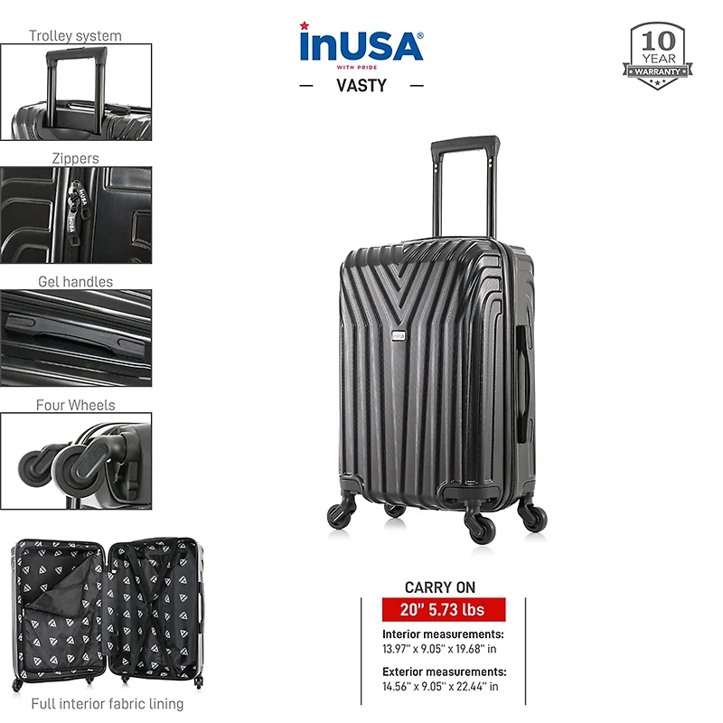 InUSA Vasty 20 Inch Hardside Lightweight Carry-On Spinner Luggage