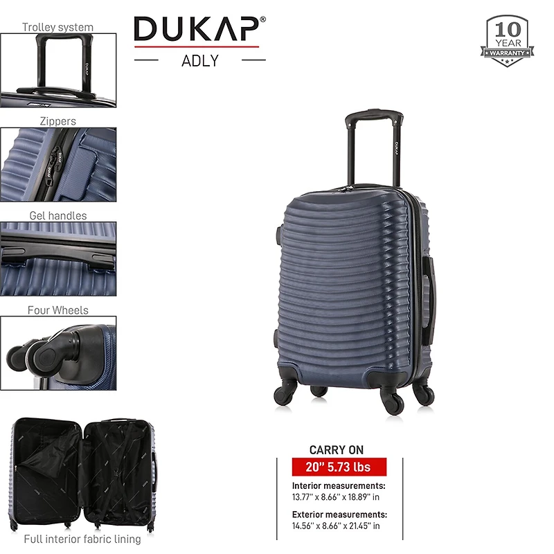 Dukap Adly 20 Inch Hardside Lightweight Carry-On Spinner Luggage