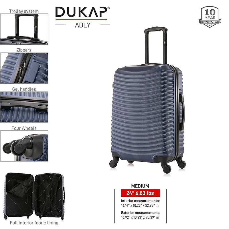 Dukap Adly Inch Hardside Lightweight Checked Spinner Luggage