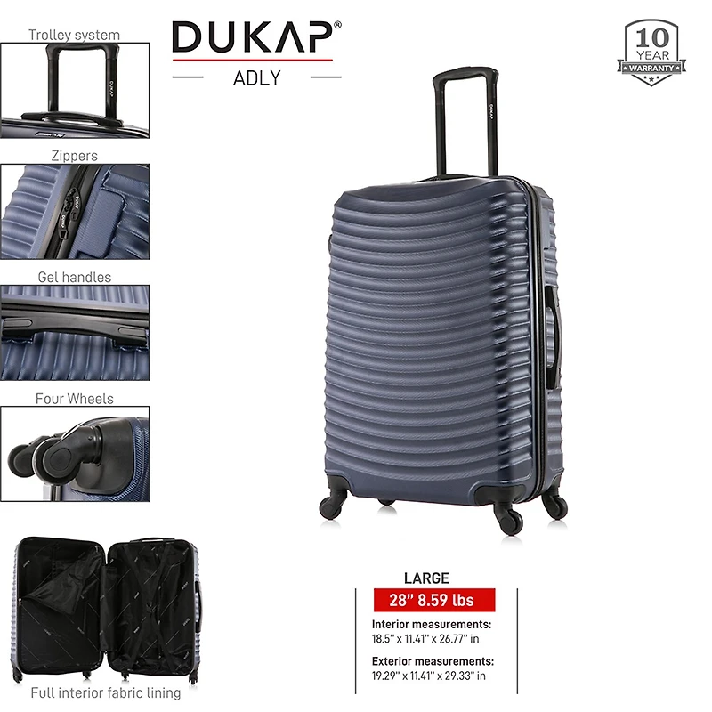 Dukap Adly 28 Inch Hardside Lightweight Checked Spinner Luggage