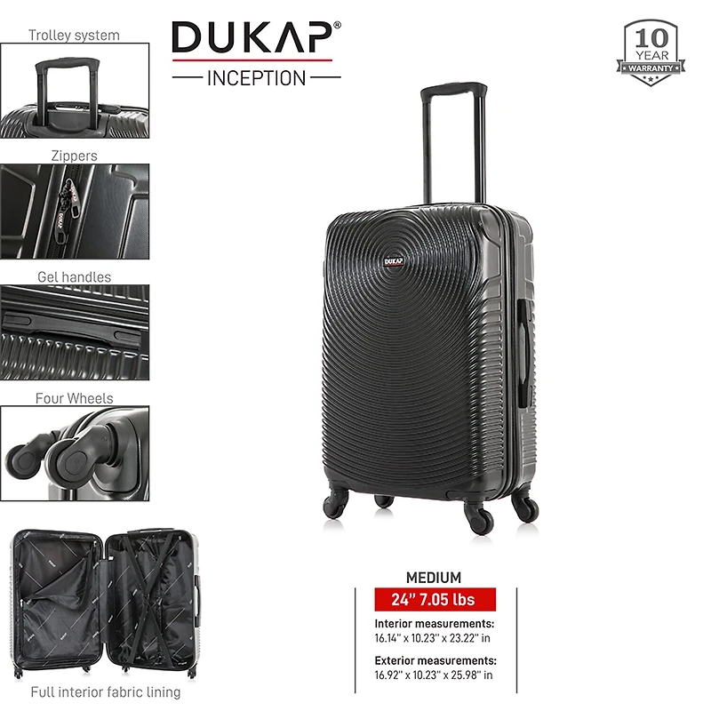 Dukap Inception Inch Hardside Lightweight Checked Spinner Luggage