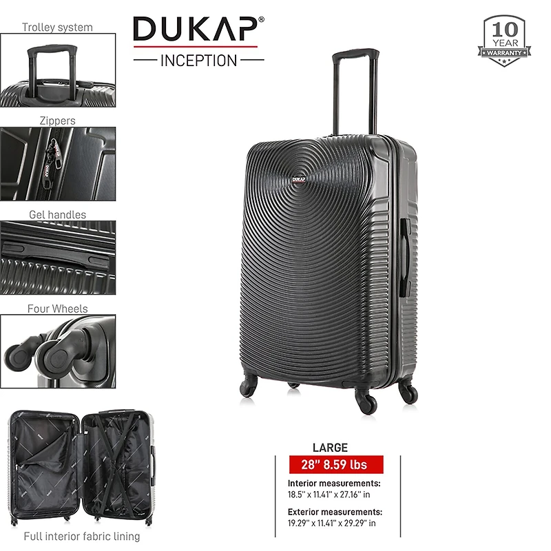 Dukap Inception 28 Inch Hardside Lightweight Checked Spinner Luggage