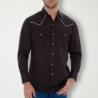 Ely Cattleman Piped-Yolk Mens Long Sleeve Classic Fit Button-Down Shirt