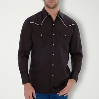 Ely Cattleman Piped-Yolk Mens Long Sleeve Classic Fit Button-Down Shirt