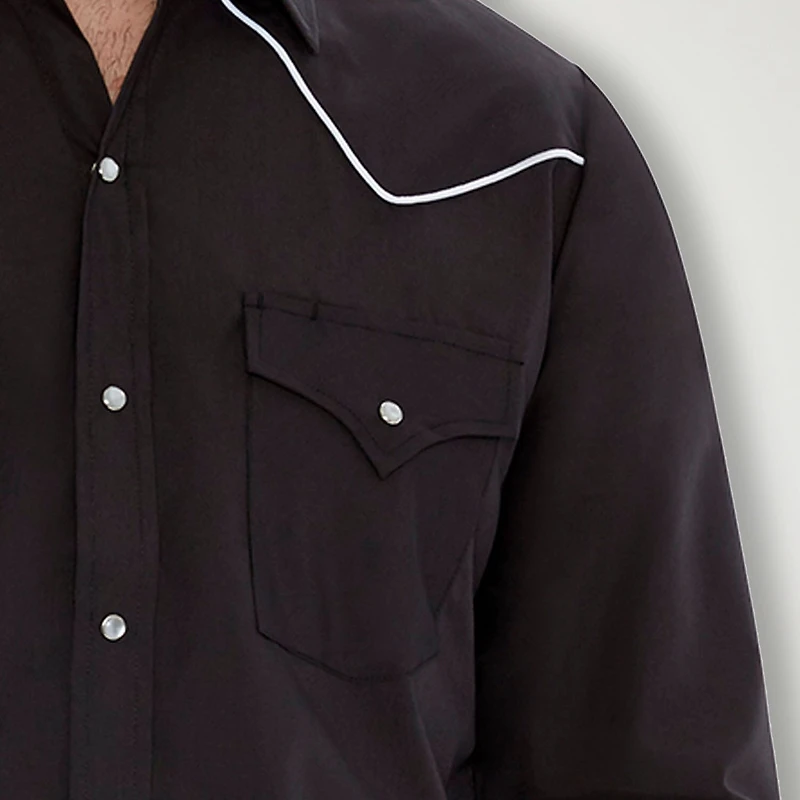 Ely Cattleman Piped-Yolk Mens Long Sleeve Classic Fit Button-Down Shirt
