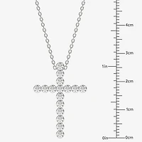 Floating Diamonds (F / Vs2) Womens 1 CT. T.W. Lab Grown White Diamond 14K Gold Cross 18 Inch Pendant Necklace