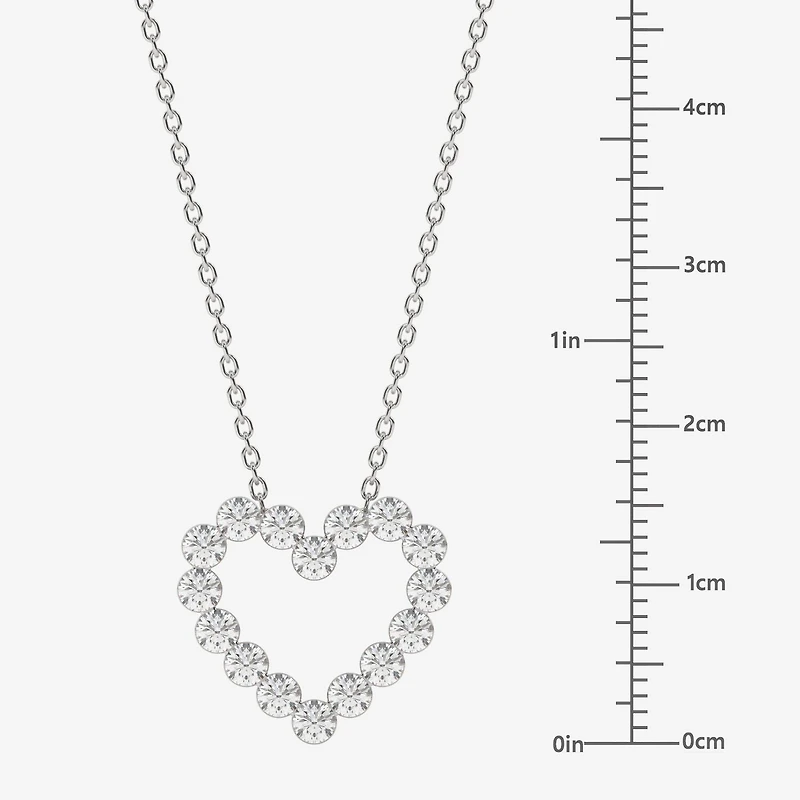 Floating Diamonds (F / Vs2) Womens 1 CT. T.W. Lab Grown White Diamond 14K Gold Heart 18 Inch Pendant Necklace
