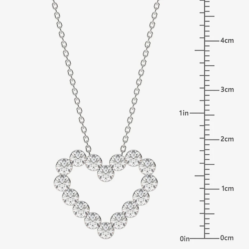 Floating Diamonds (F / Vs2) Womens 2 CT. T.W. Lab Grown White Diamond 14K Gold Heart 18 Inch Pendant Necklace