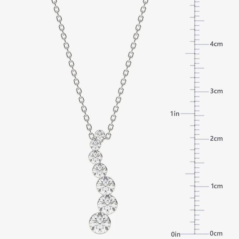 Floating Diamonds (F / Vs2) Womens 1 CT. T.W. Lab Grown White Diamond 14K Gold 18 Inch Pendant Necklace