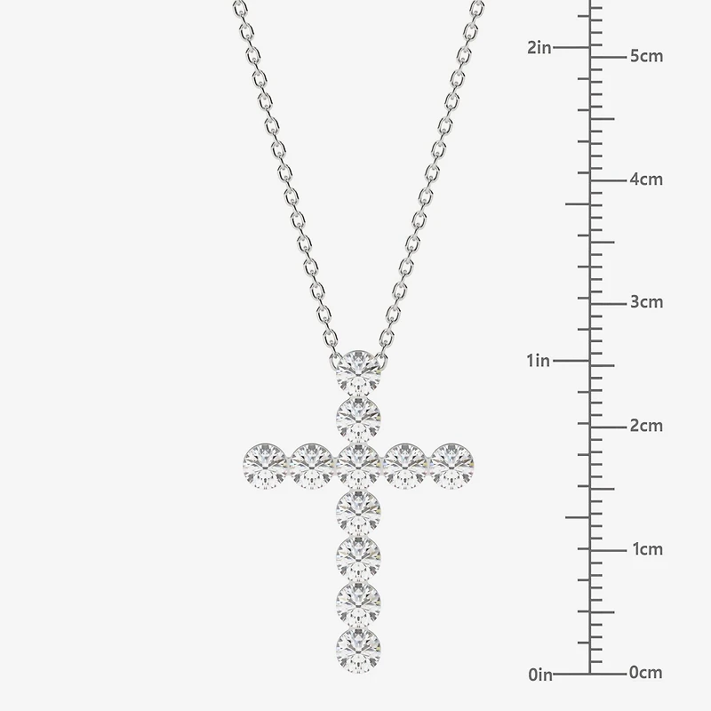 Floating Diamonds (F / Vs2) Womens 2 CT. T.W. Lab Grown White Diamond 14K Gold Cross 18 Inch Pendant Necklace