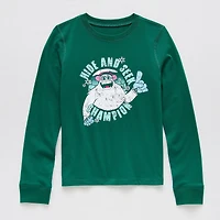 Thereabouts Little & Big Kid Girls Sensory Friendly Round Neck Long Sleeve Adaptive Regular Fit Graphic T-Shirt