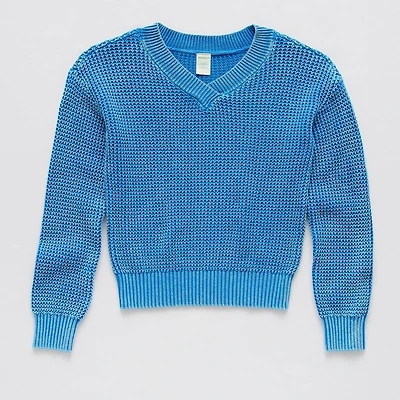 Thereabouts Little & Big Kid Girls V Neck Long Sleeve Pullover Sweater