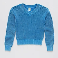 Thereabouts Little & Big Kid Girls V Neck Long Sleeve Pullover Sweater