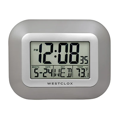 Westclox Classic Modern Lcd Display Digital Silent/Non-Ticking Wall Clock