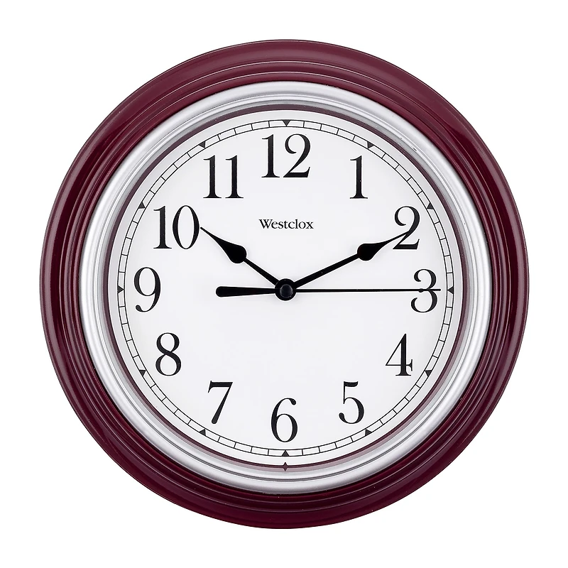 Westclox 9" Burgundy Round Wall Clock