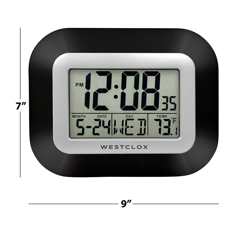 Westclox Digital Lcd Day &And Temperature Wall Clock