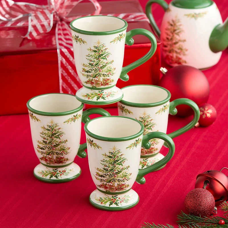 Certified International Holly Tree 4-pc. Holiday Coffee Mug
