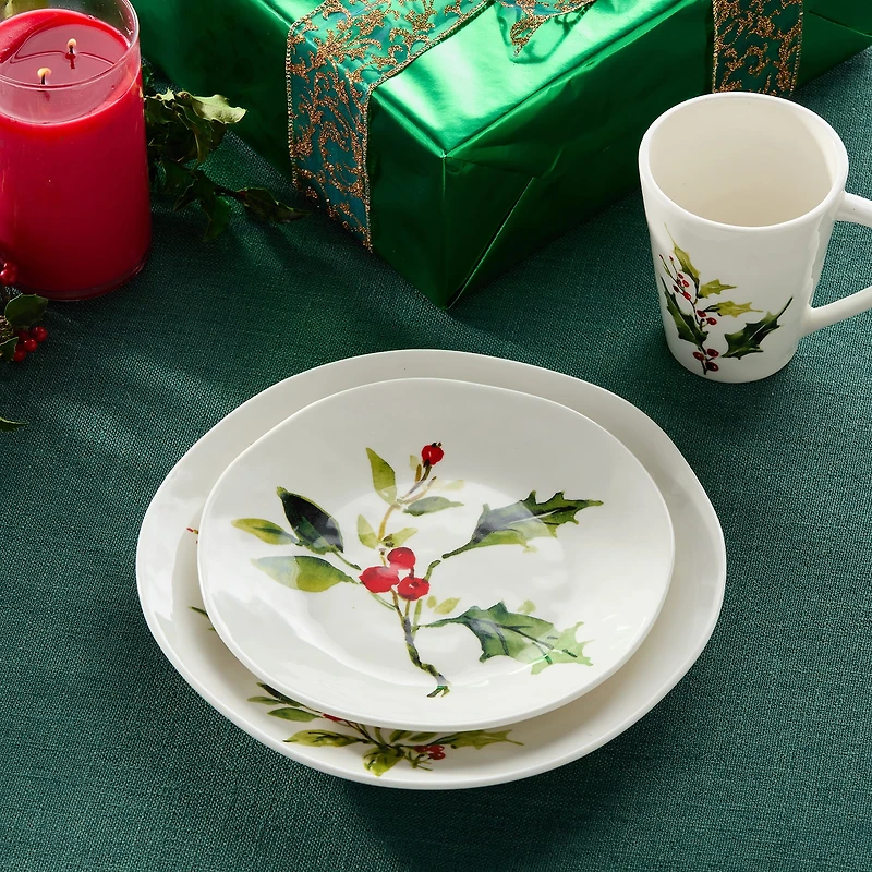 Certified International Holly And Vines 4-pc. Stoneware Dessert Plate