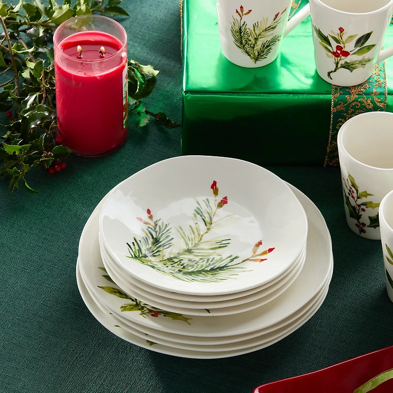 Certified International Holly And Vines 4-pc. Stoneware Dessert Plate