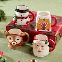 Certified International Santa'S Retro Christmas 4-pc. Holiday Coffee Mug