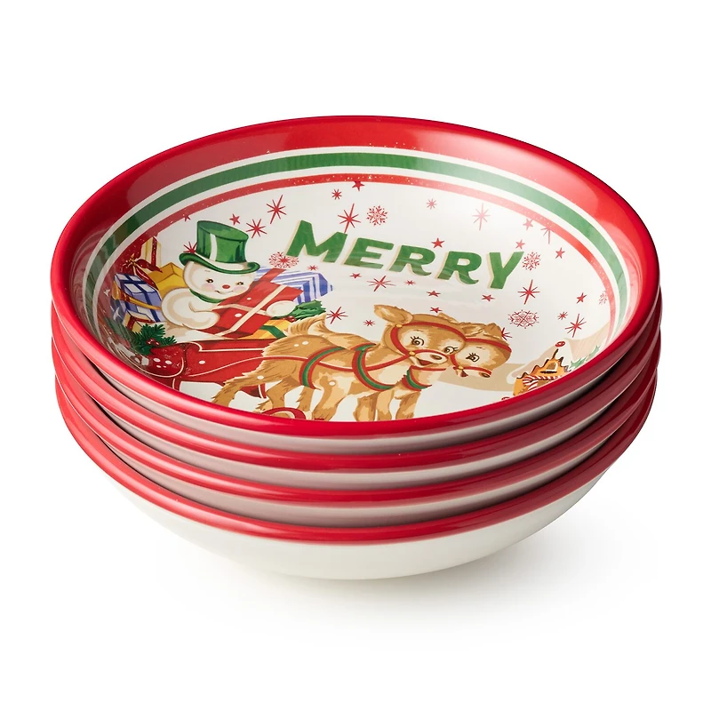 Certified International Santa'S Retro Christmas 4-pc. Ceramic Soup Bowl