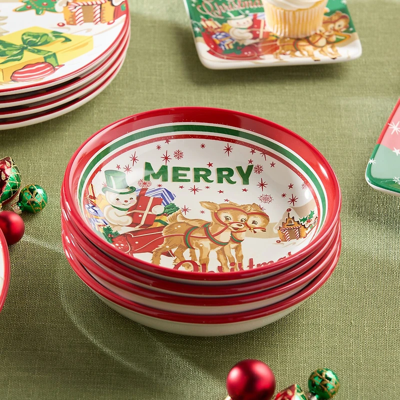 Certified International Santa'S Retro Christmas 4-pc. Ceramic Soup Bowl