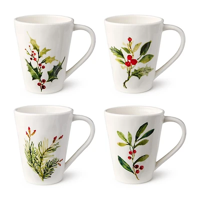 Certified International Holly And Vines 4-pc. Holiday Coffee Mug