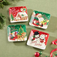 Certified International Santa'S Retro Christmas 4-pc. Ceramic Appetizer Plate