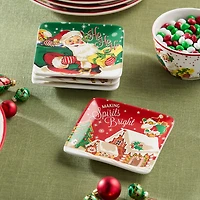 Certified International Santa'S Retro Christmas 4-pc. Ceramic Appetizer Plate