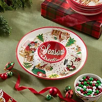 Certified International Santa'S Retro Christmas Ceramic Chip & Dip Set