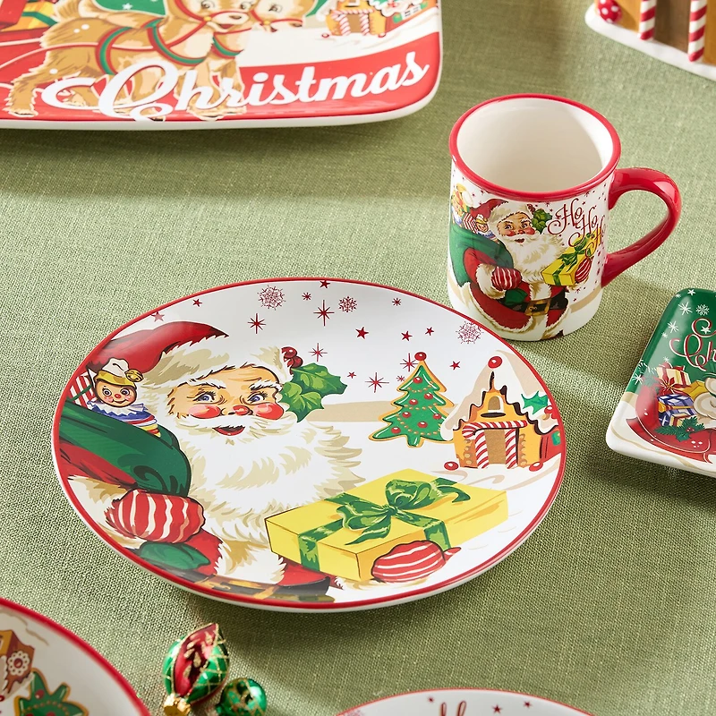 Certified International Santa'S Retro Christmas 4-pc. Ceramic Dinner Plate