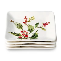 Certified International Holly And Vines 4-pc. Stoneware Appetizer Plate